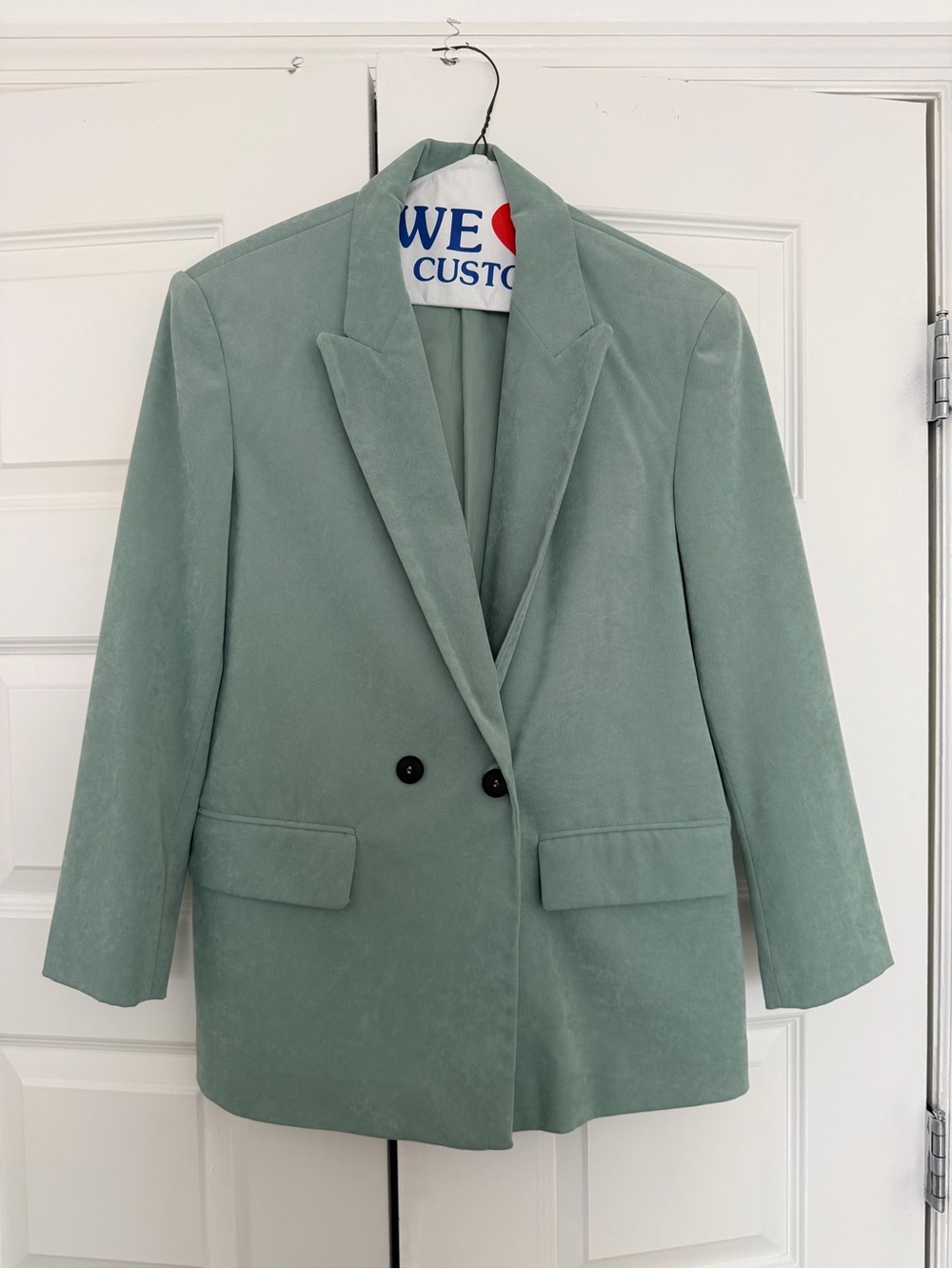Zara Double-Breasted Mint Green Blazer